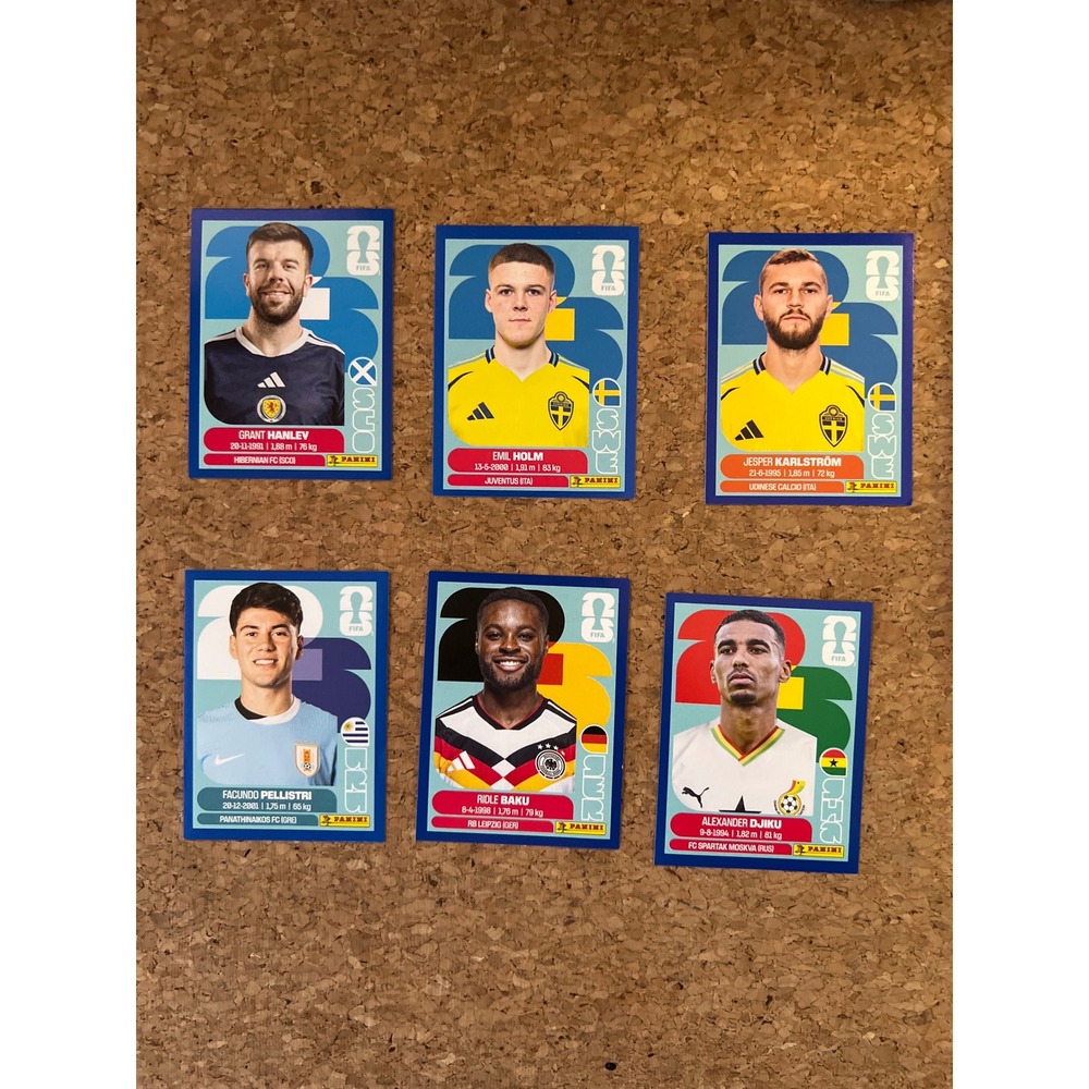 Panini FIFA World Cup 2026 Paralell Blue Trim Sticker Lot 6pc SCOSWEURUGERGHA
